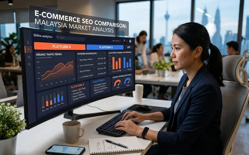 Shopify vs WooCommerce SEO for Malaysian Stores concept